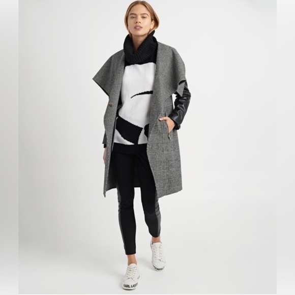 NWT KARL LAGERFELD PARIS DRAPE COLLAR DOUBLE FACE - Picture 4 of 5